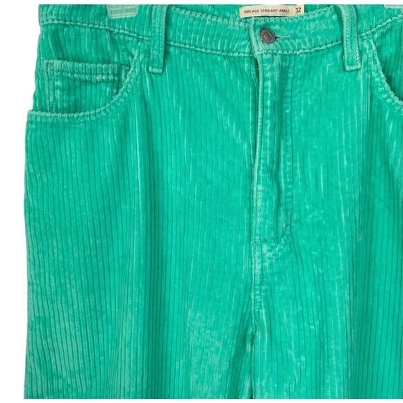 Levi's Premium Ribcage Straight Ankle Corduroy Pants Electric Green Size 32 - Picture 6 of 13